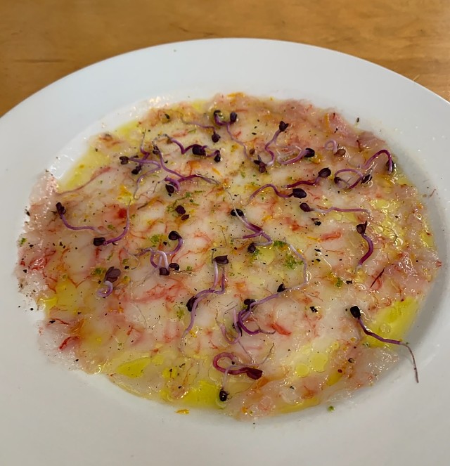 Carpaccio de gamba vermella